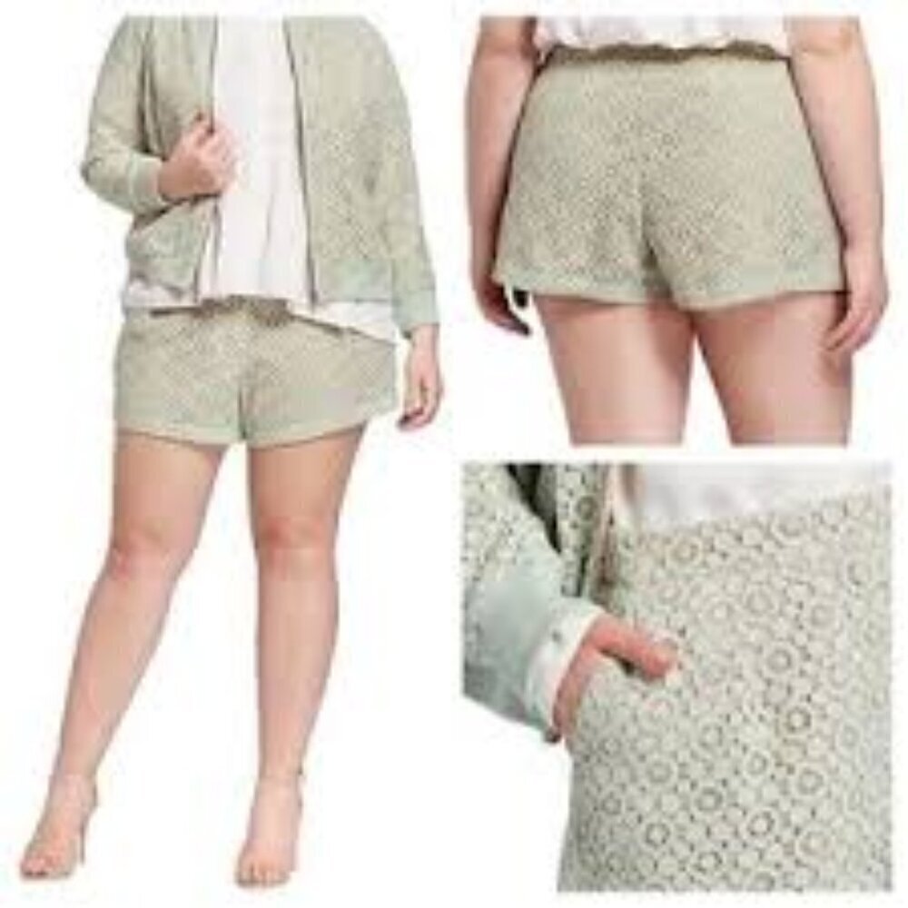 Victoria Beckham Target Shorts Women's size 20W Mint Green Eyelet Lace Lined NEW